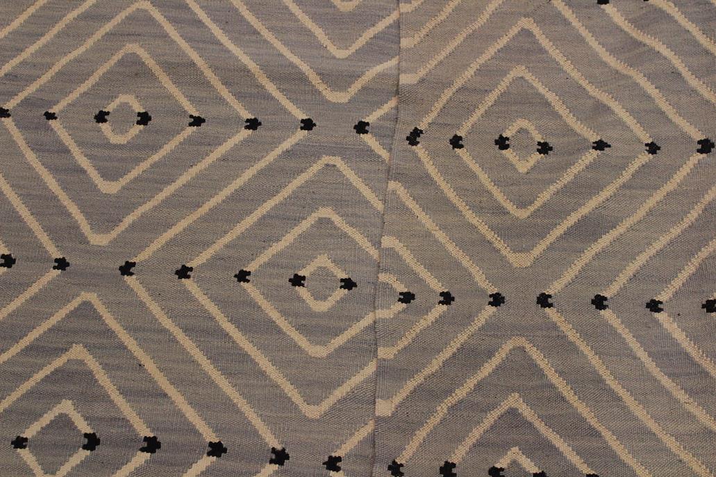 Flat Weave Kilim Antique Navaho Vintage handmade Modern Kilim gray Beige Hand-Woven Rectangle 100% Wool Area Rug 5x7 