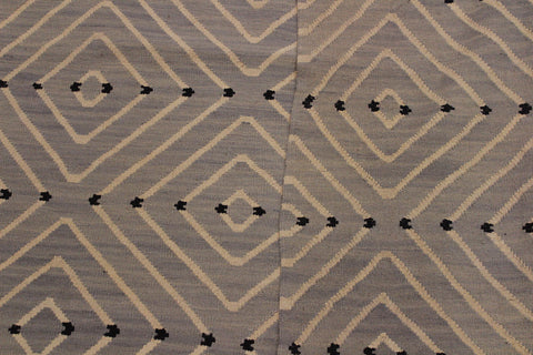 handmade Modern Kilim Grey Beige Hand-Woven RECTANGLE 100% WOOL area rug 5x7