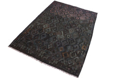 handmade Modern Kilim Brown Green Hand-Woven RECTANGLE 100% WOOL area rug 7' x 10'