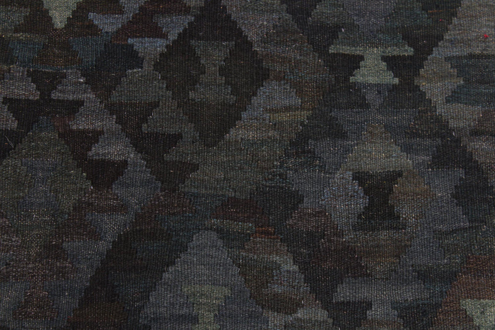handmade Modern Kilim Brown Green Hand-Woven RECTANGLE 100% WOOL area rug 7' x 10'