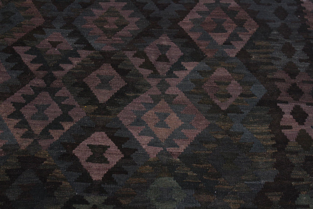 handmade Modern Kilim Brown Green Hand-Woven RECTANGLE 100% WOOL area rug 7' x 10'