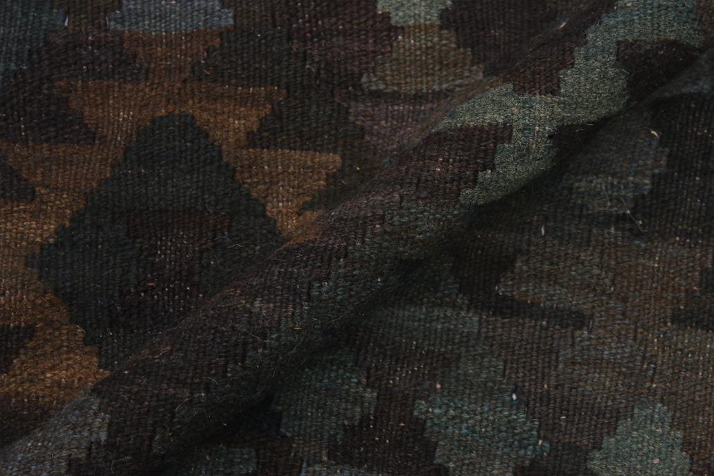 Flat Weave Kilim Antique Navaho Vintage handmade Geometric Kilim Brown Green Hand-Woven Rectangle 100% Wool Area Rug 7x10 