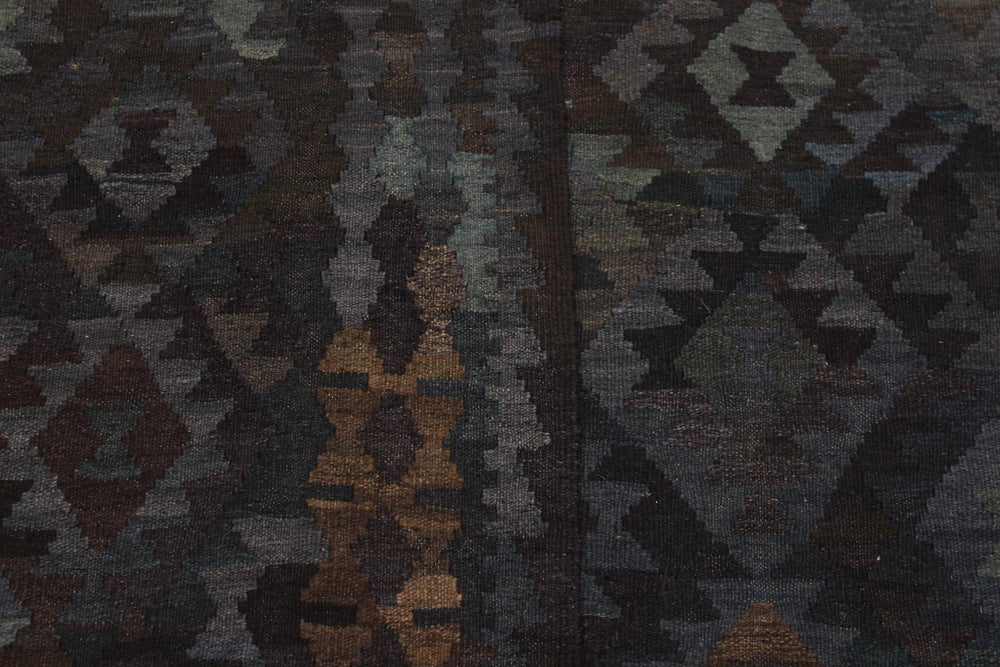 handmade Modern Kilim Brown Green Hand-Woven RECTANGLE 100% WOOL area rug 7' x 10'