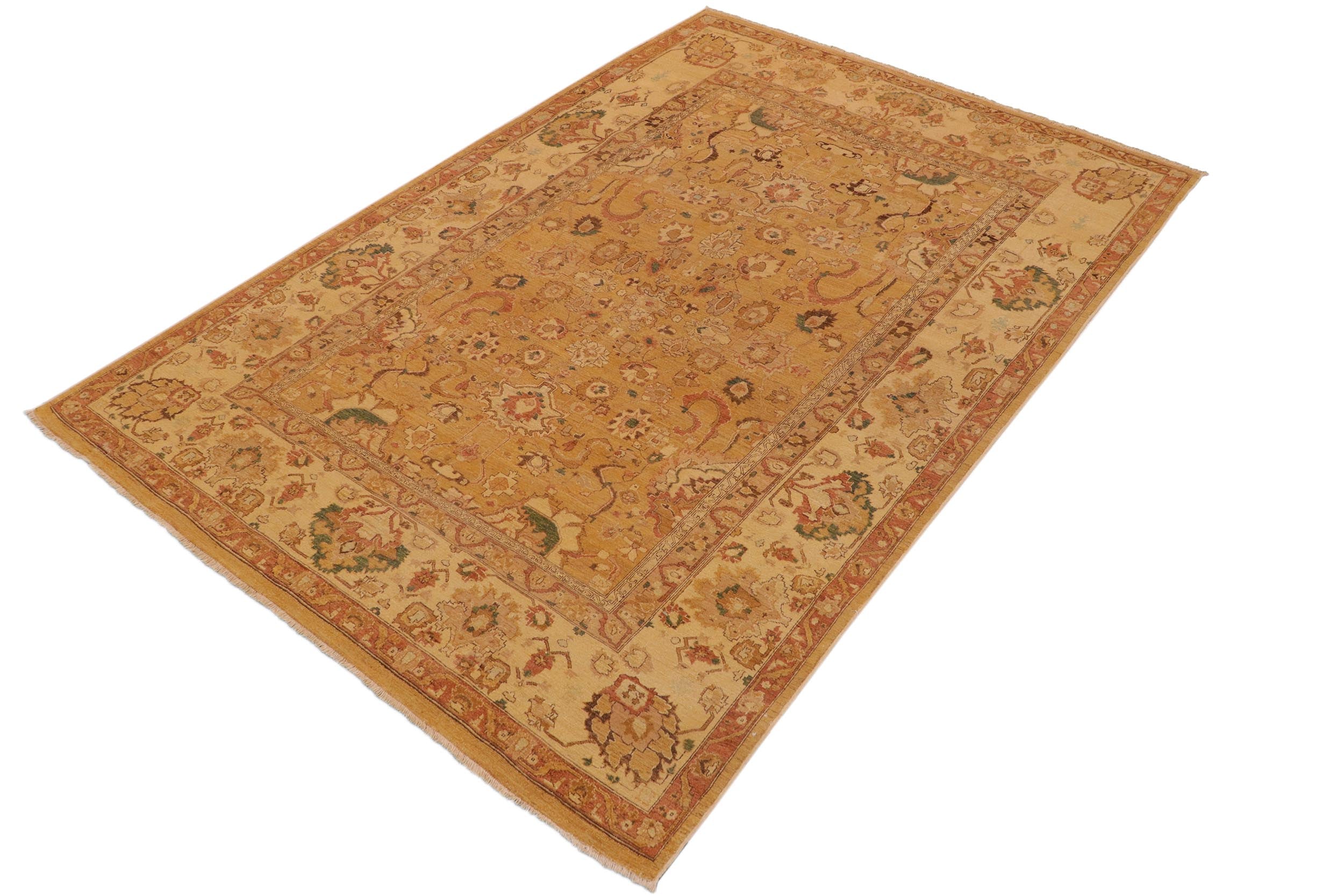 handmade Traditional Antique Gold Tan Hand Knotted RECTANGLE 100% WOOL area rug 9x12