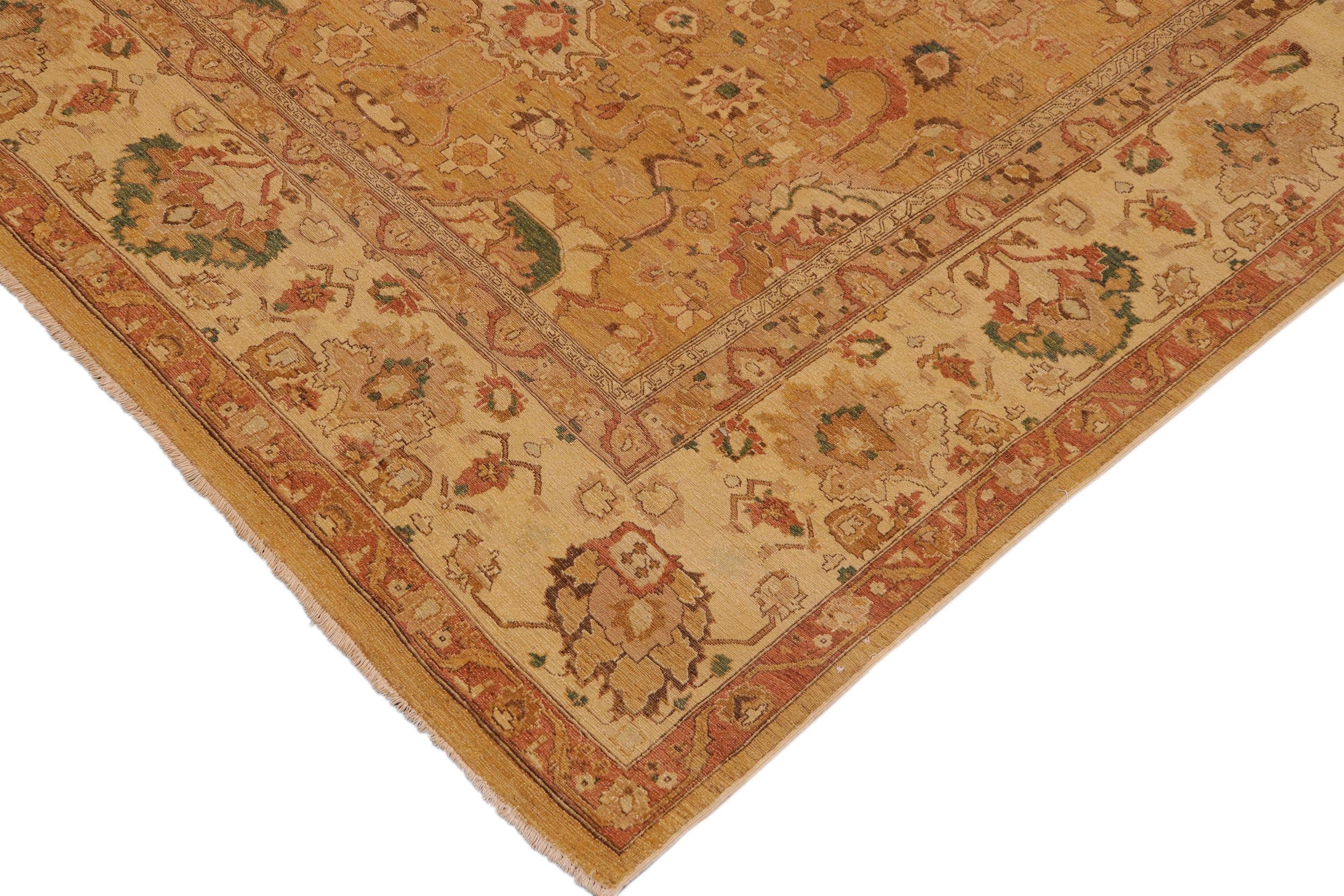 handmade Traditional Antique Gold Tan Hand Knotted RECTANGLE 100% WOOL area rug 9x12