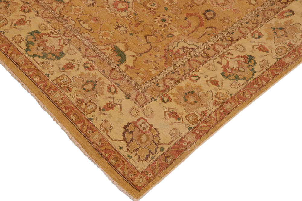 handmade Traditional Antique Gold Tan Hand Knotted RECTANGLE 100% WOOL area rug 9x12