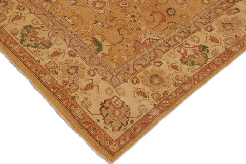 handmade Traditional Antique Gold Tan Hand Knotted RECTANGLE 100% WOOL area rug 9x12