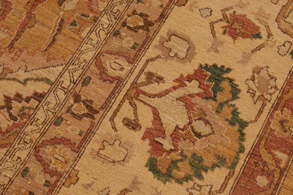 handmade Traditional Antique Gold Tan Hand Knotted RECTANGLE 100% WOOL area rug 9x12