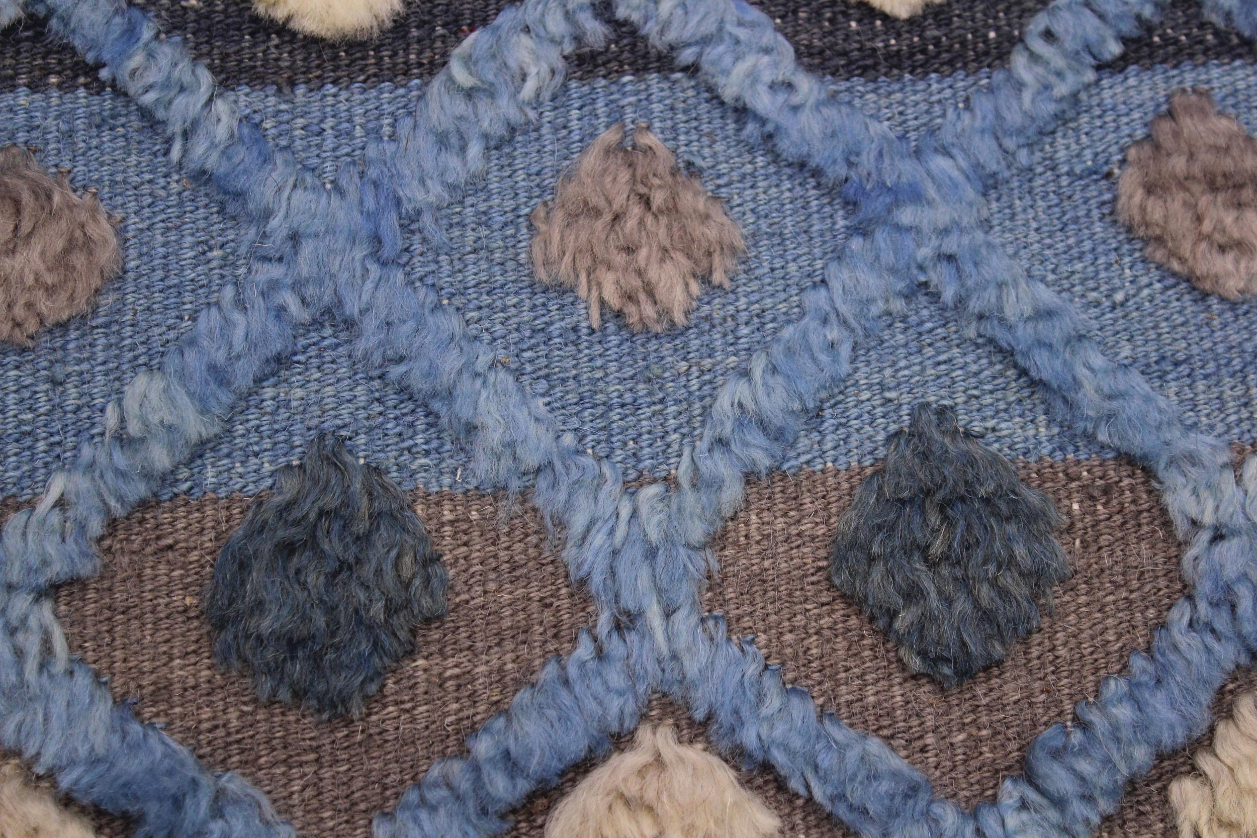 handmade Geometric Moroccan Hi Lt. Blue Ivory Hand Knotted RECTANGLE 100% WOOL area rug 6' x 8'