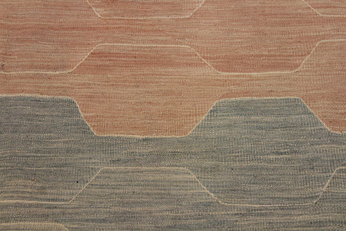 handmade Modern Kilim Blue Tan Hand-Woven RECTANGLE 100% WOOL area rug 10x14