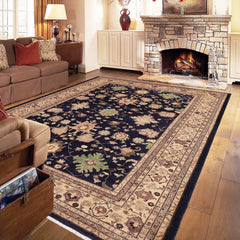 handmade Traditional Kafkaz Blue Beige Hand Knotted RECTANGLE 100% WOOL area rug 9x12