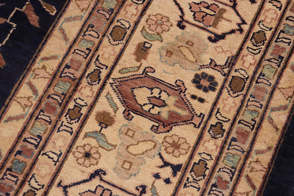 handmade Traditional Kafkaz Blue Beige Hand Knotted RECTANGLE 100% WOOL area rug 9 x 12