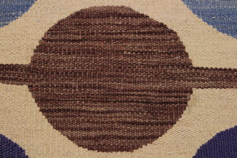 handmade Modern Kilim Beige Blue Hand-Woven RECTANGLE 100% WOOL area rug 6x8