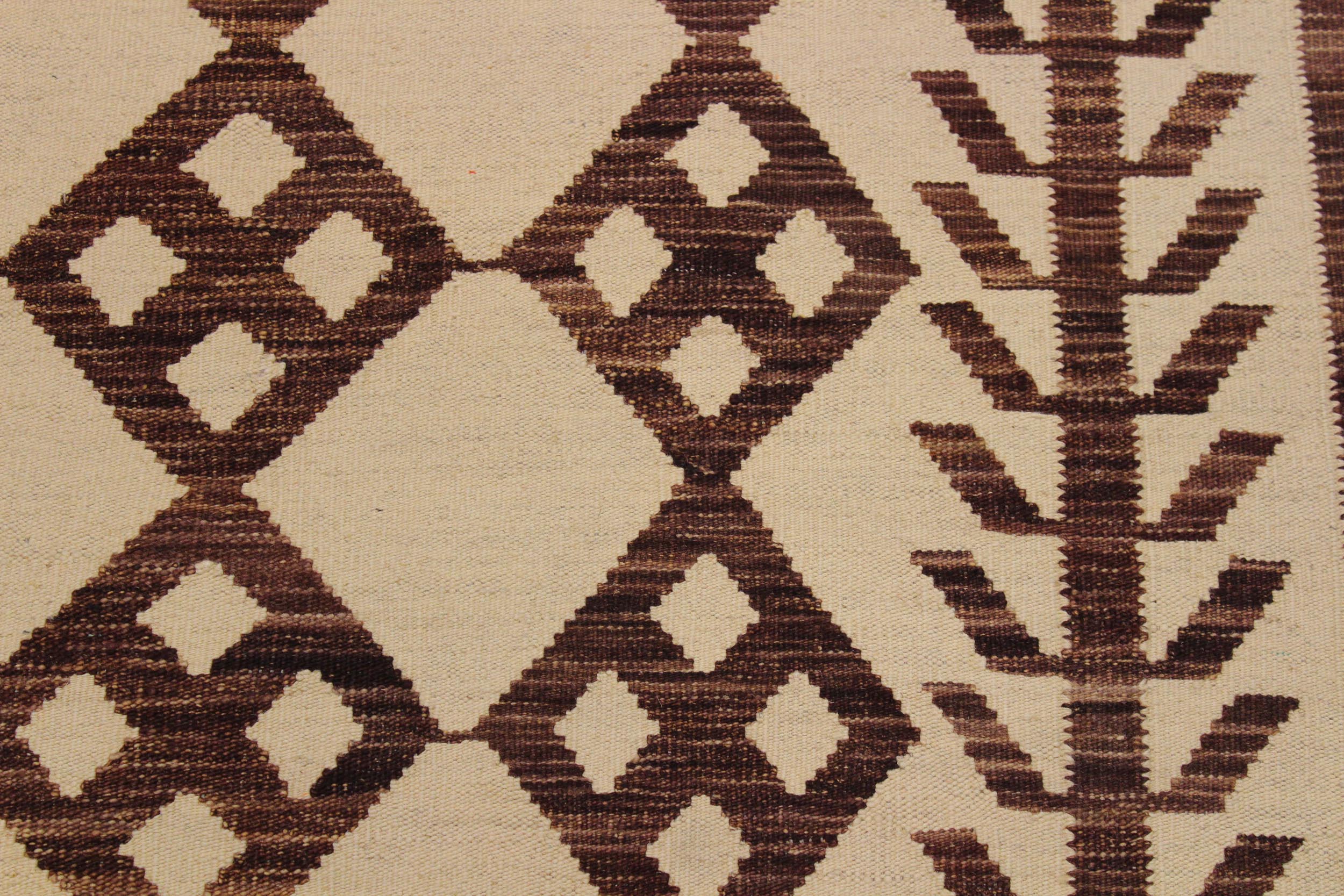 handmade Modern Kilim Beige Brown Hand-Woven RECTANGLE 100% WOOL area rug 6' x 8'