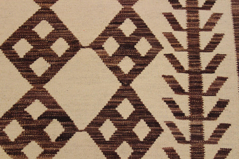 handmade Modern Kilim Beige Brown Hand-Woven RECTANGLE 100% WOOL area rug 6' x 8'