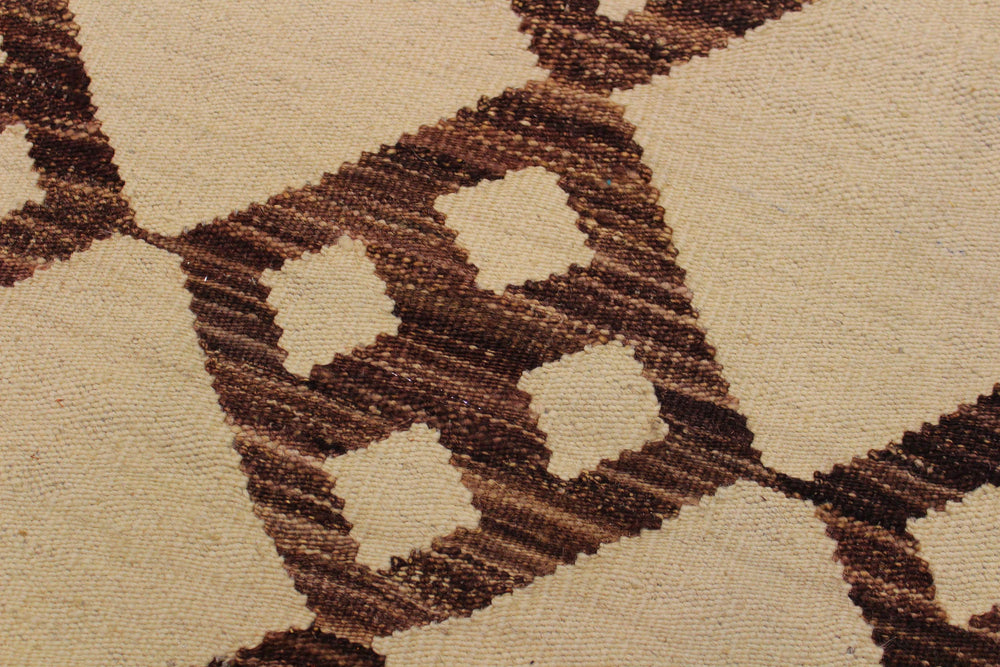 handmade Modern Kilim Beige Brown Hand-Woven RECTANGLE 100% WOOL area rug 6' x 8'