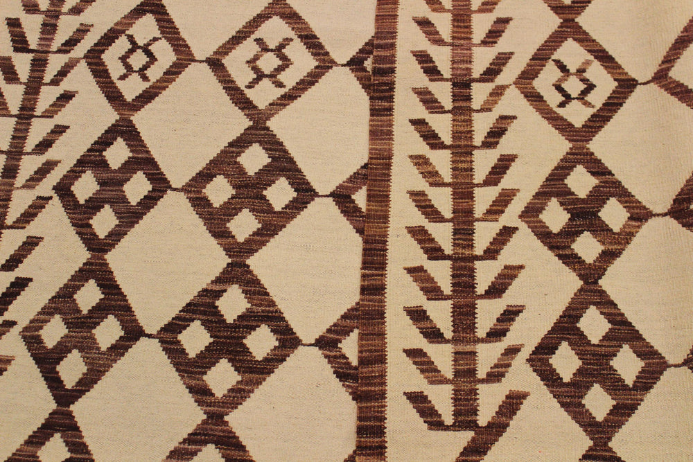 handmade Modern Kilim Beige Brown Hand-Woven RECTANGLE 100% WOOL area rug 6' x 8'