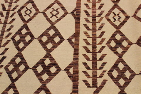 handmade Modern Kilim Beige Brown Hand-Woven RECTANGLE 100% WOOL area rug 6' x 8'