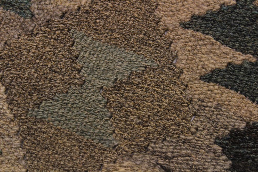 handmade Modern Kilim Tan Green Hand-Woven RECTANGLE 100% WOOL area rug 6' x 8'