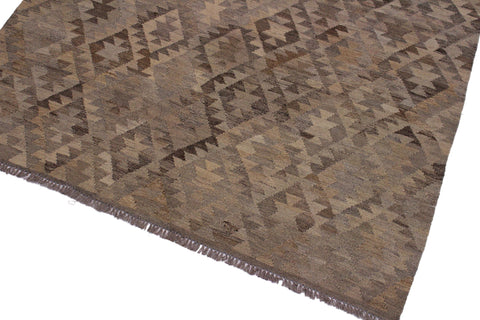 handmade Modern Kilim Tan Gray Hand-Woven RECTANGLE 100% WOOL area rug 6' x 8'