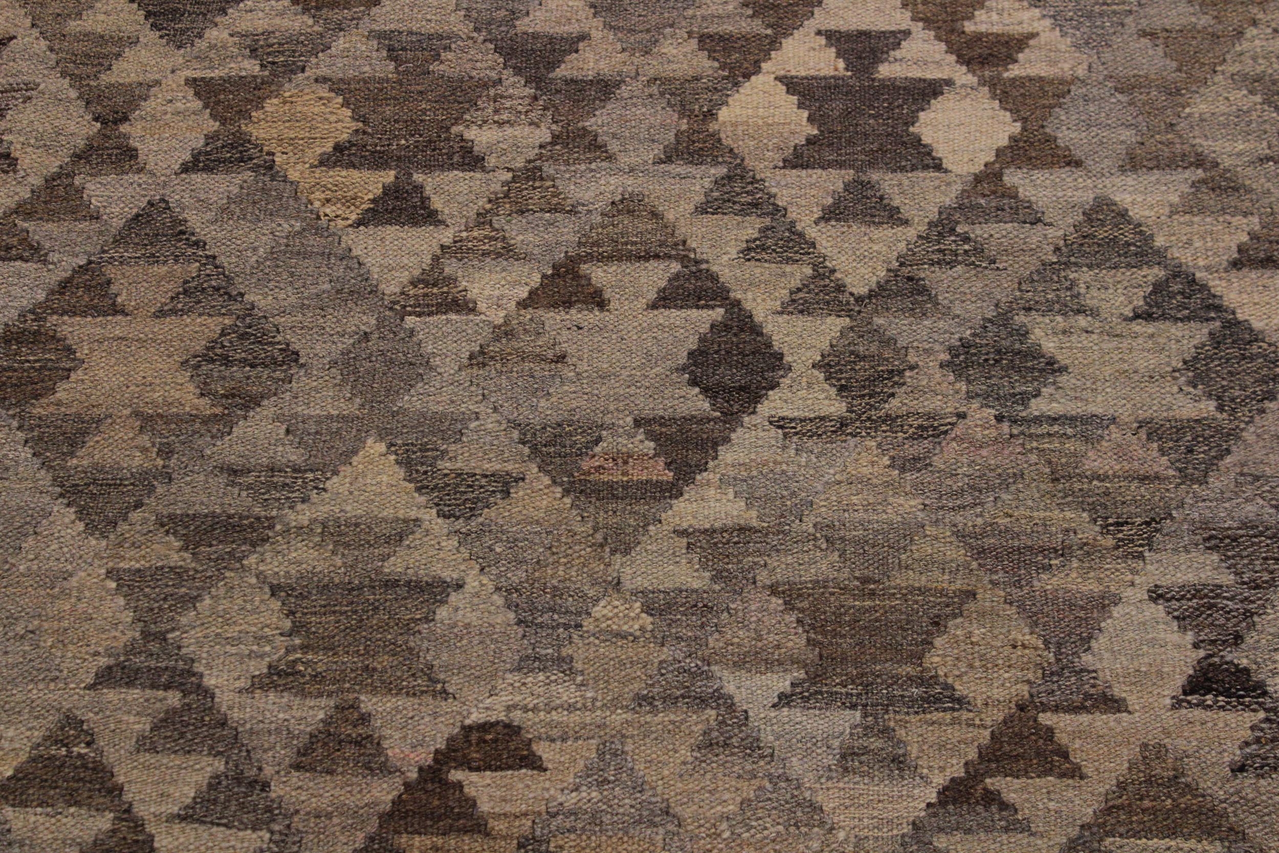 handmade Modern Kilim Tan Gray Hand-Woven RECTANGLE 100% WOOL area rug 6' x 8'
