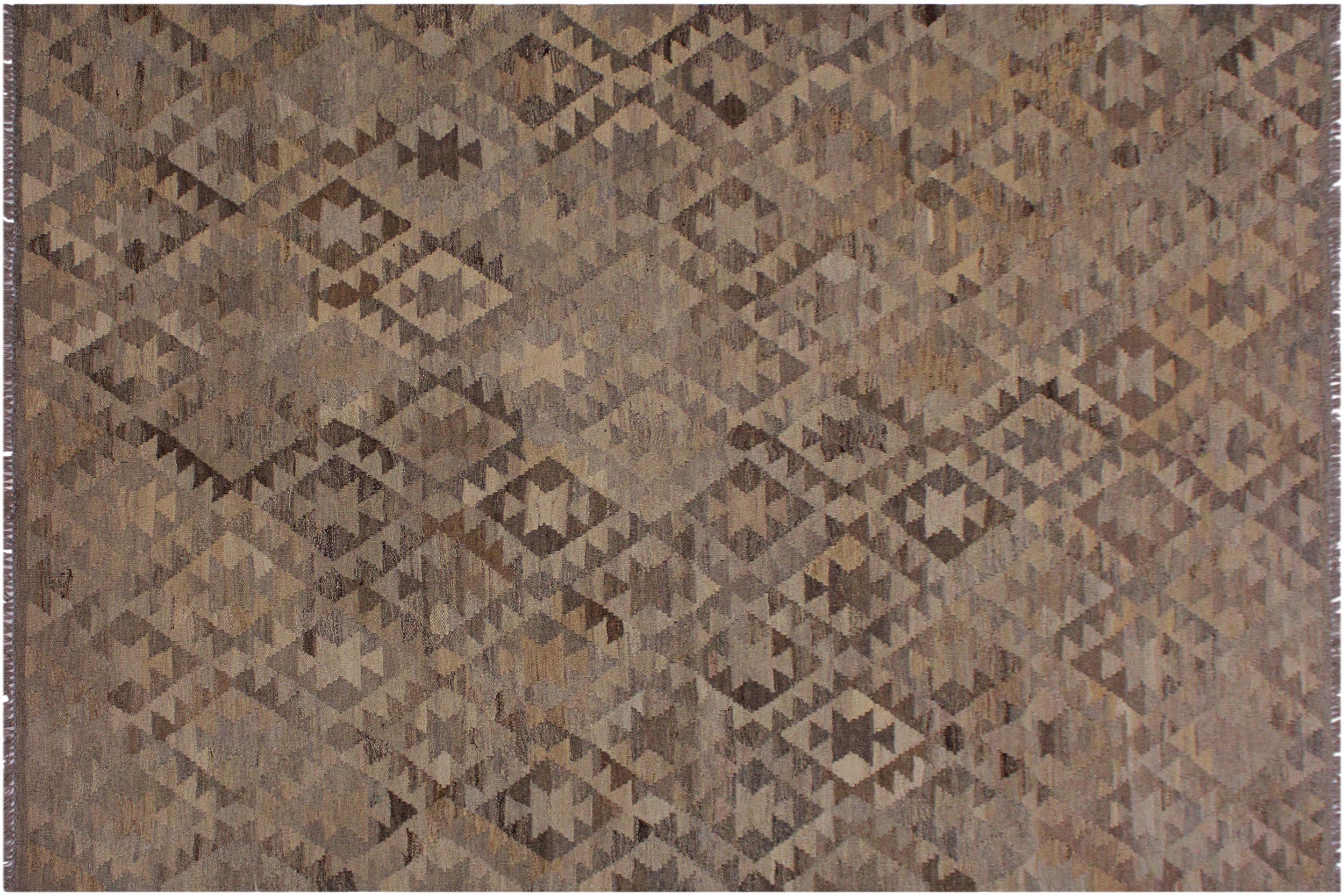 handmade Modern Kilim Tan Gray Hand-Woven RECTANGLE 100% WOOL area rug 6' x 8'