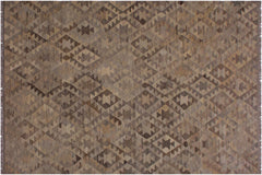 handmade Modern Kilim Tan Gray Hand-Woven RECTANGLE 100% WOOL area rug 6' x 8'