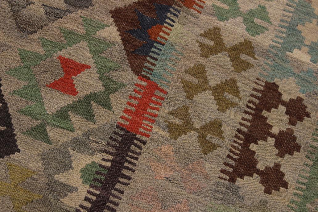 Flat Weave Kilim Antique Navaho Vintage handmade Geometric Kilim Tan Gray Hand-Woven Rectangle 100% Wool Area Rug 6x8 