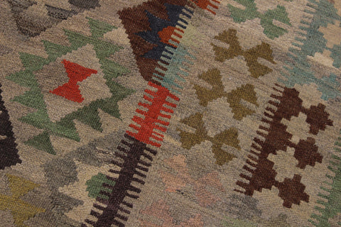 handmade Modern Kilim Tan Gray Hand-Woven RECTANGLE 100% WOOL area rug 6' x 8'