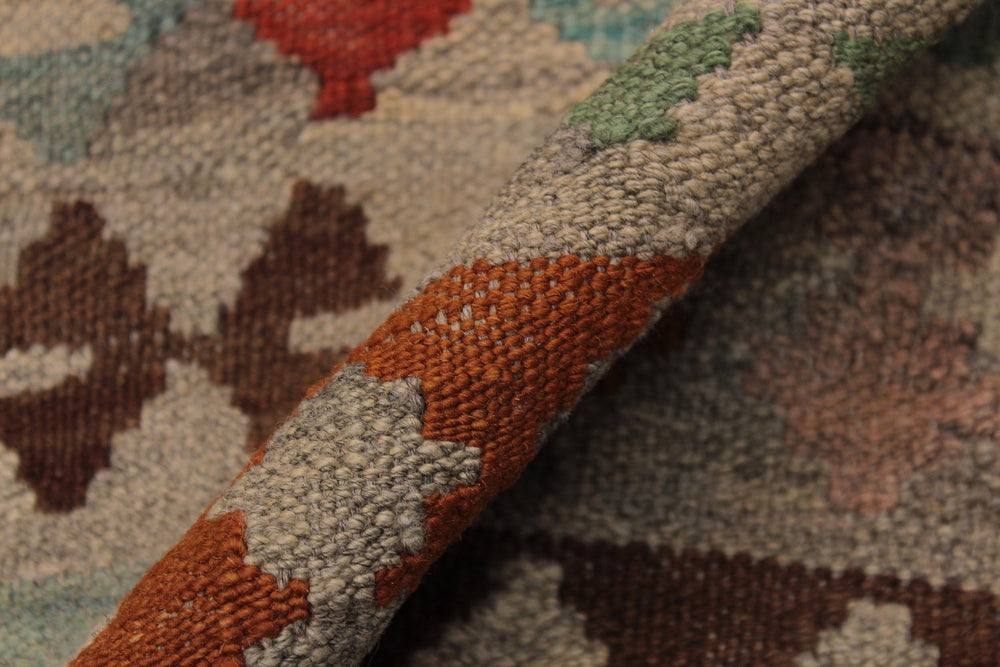 handmade Modern Kilim Tan Gray Hand-Woven RECTANGLE 100% WOOL area rug 6' x 8'