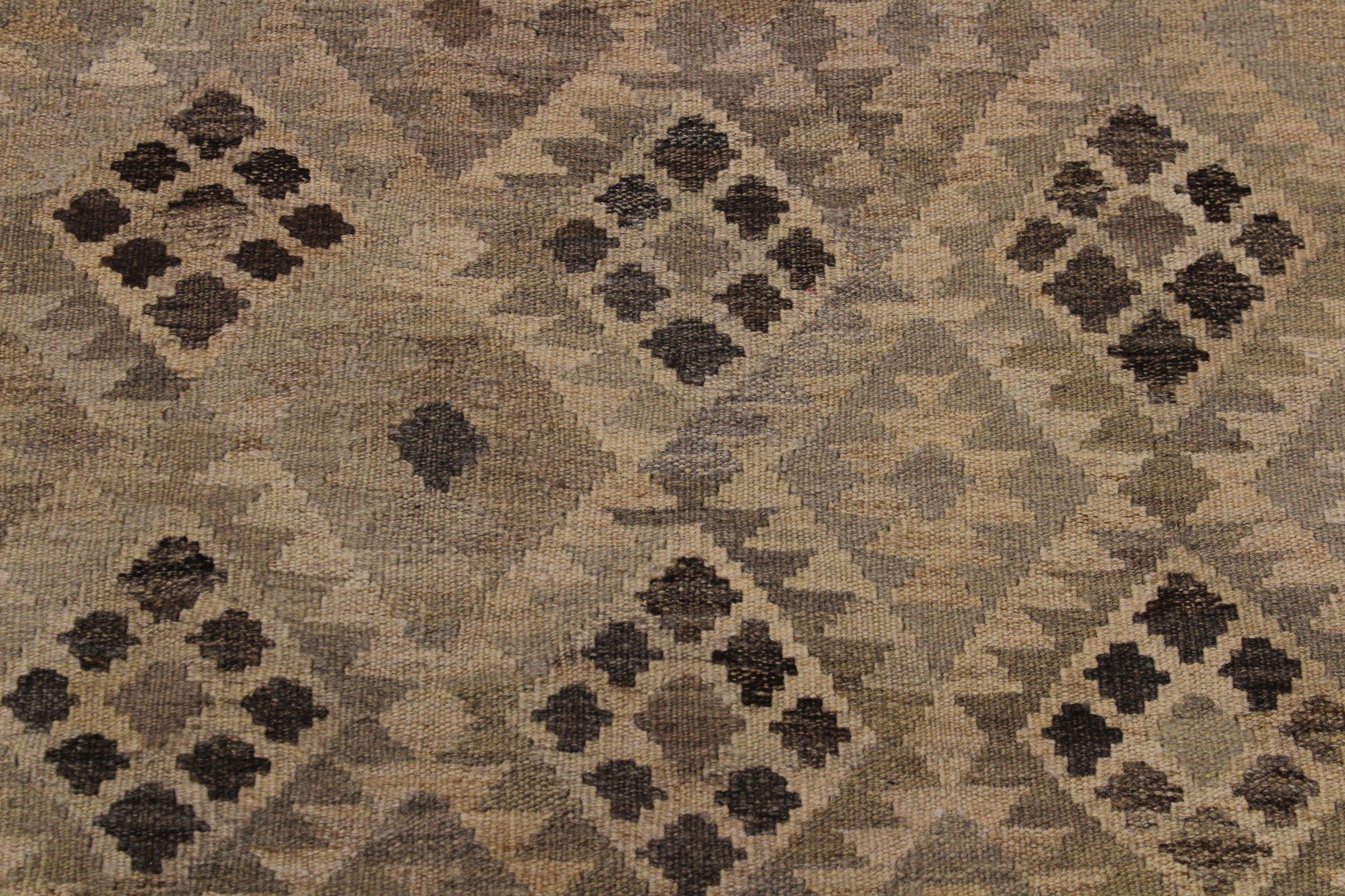handmade Modern Kilim Tan Gray Hand-Woven RECTANGLE 100% WOOL area rug 5' x 7'
