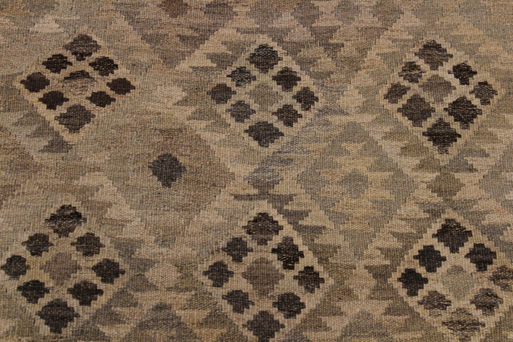 handmade Modern Kilim Tan Gray Hand-Woven RECTANGLE 100% WOOL area rug 5' x 7'