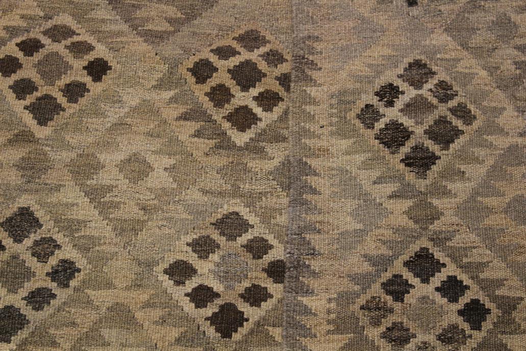 Flat Weave Kilim Antique Navaho Vintage handmade Geometric Kilim Tan Gray Hand-Woven Rectangle 100% Wool Area Rug 5x7 