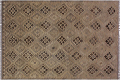 handmade Modern Kilim Tan Gray Hand-Woven RECTANGLE 100% WOOL area rug 5' x 7'