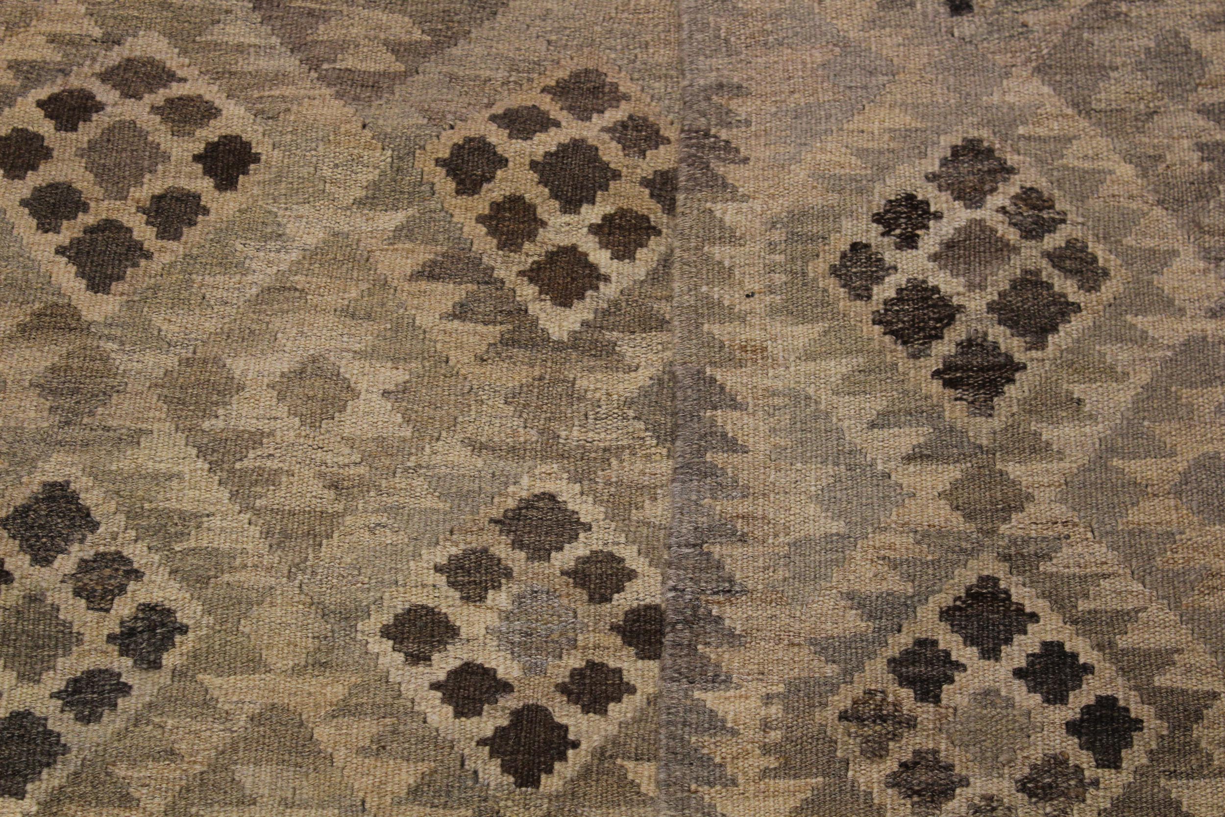 handmade Modern Kilim Tan Gray Hand-Woven RECTANGLE 100% WOOL area rug 5' x 7'