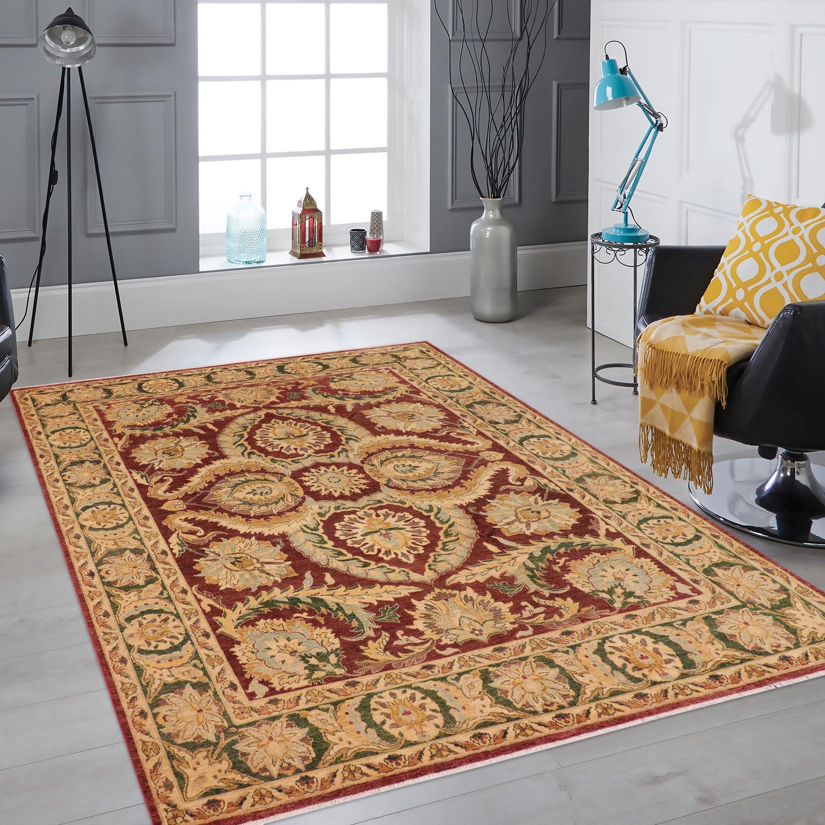 handmade Traditional Kafkaz Brown Green Hand Knotted RECTANGLE 100% WOOL area rug 9' x 12'