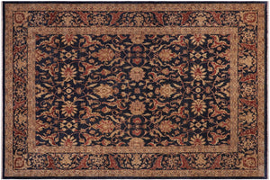 10x11 hand knotted transitional wool rug in blue and copper - Eclectic Cecilia
