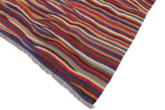 handmade Modern Kilim Red Blue Hand-Woven RECTANGLE 100% WOOL area rug 6x8