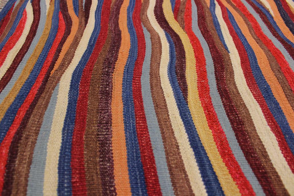 Flat Weave Kilim Antique Navaho Vintage handmade Modern Kilim Red Blue Hand-Woven Rectangle 100% Wool Area Rug 6x8 