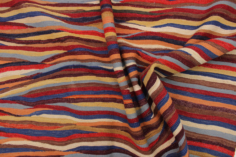 handmade Modern Kilim Red Blue Hand-Woven RECTANGLE 100% WOOL area rug 6x8