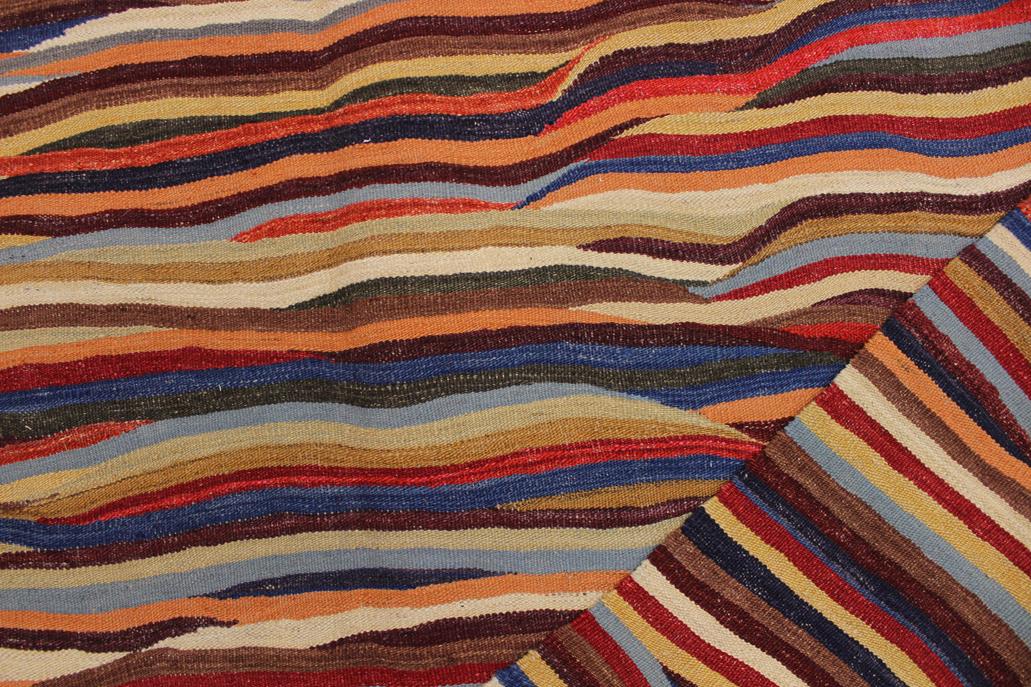 Flat Weave Kilim Antique Navaho Vintage handmade Modern Kilim Red Blue Hand-Woven Rectangle 100% Wool Area Rug 6x8 