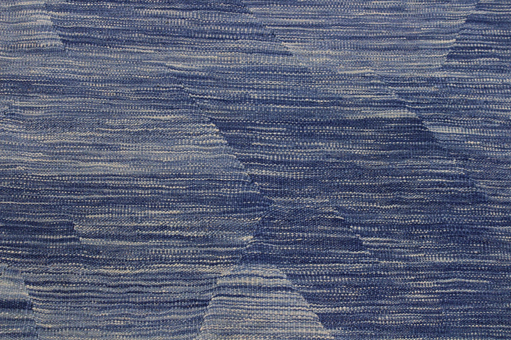 handmade Modern Kilim Blue Beige Hand-Woven RECTANGLE 100% WOOL area rug 9' x 12'