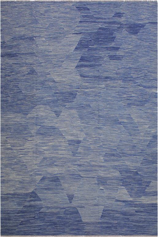 Flat Weave Kilim Antique Navaho Vintage handmade Modern Kilim Blue Beige Hand-Woven Rectangle 100% Wool Area Rug 9x12 