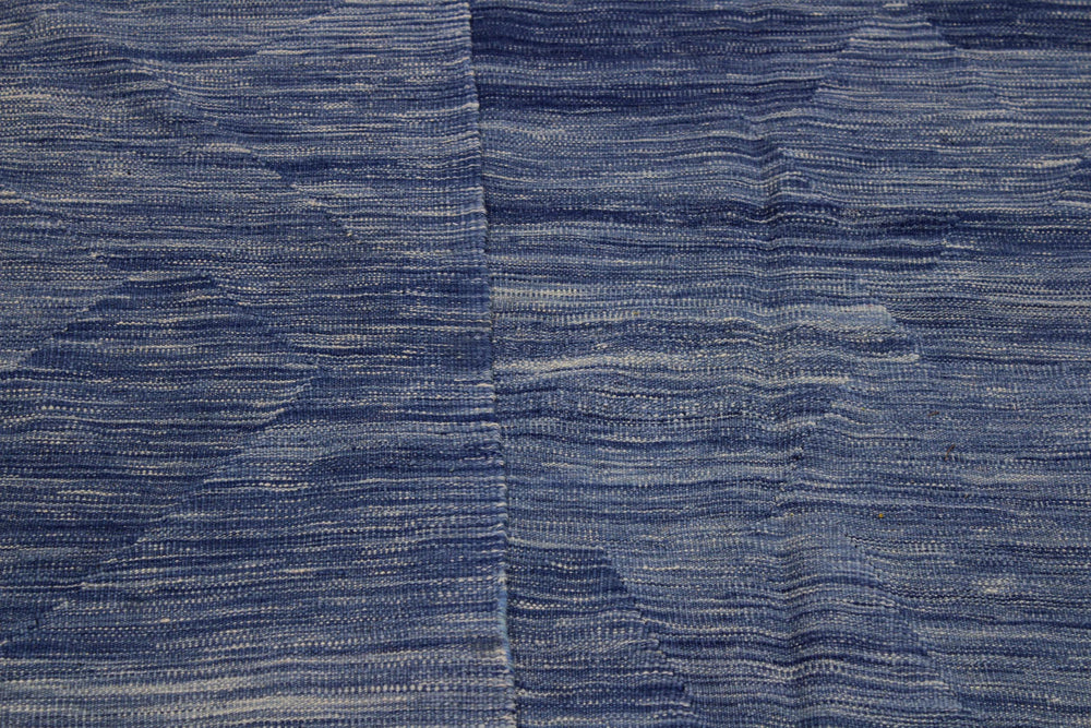 handmade Modern Kilim Blue Beige Hand-Woven RECTANGLE 100% WOOL area rug 9' x 12'