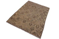 handmade Modern Kilim Tan Gray Hand-Woven RECTANGLE 100% WOOL area rug 6' x 8'