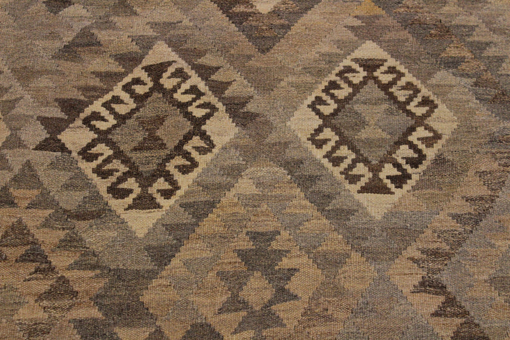 handmade Modern Kilim Tan Gray Hand-Woven RECTANGLE 100% WOOL area rug 6' x 8'