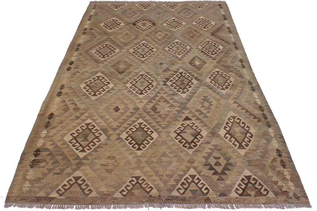 Flat Weave Kilim Antique Navaho Vintage handmade Geometric Kilim Tan Gray Hand-Woven Rectangle 100% Wool Area Rug 6x8 