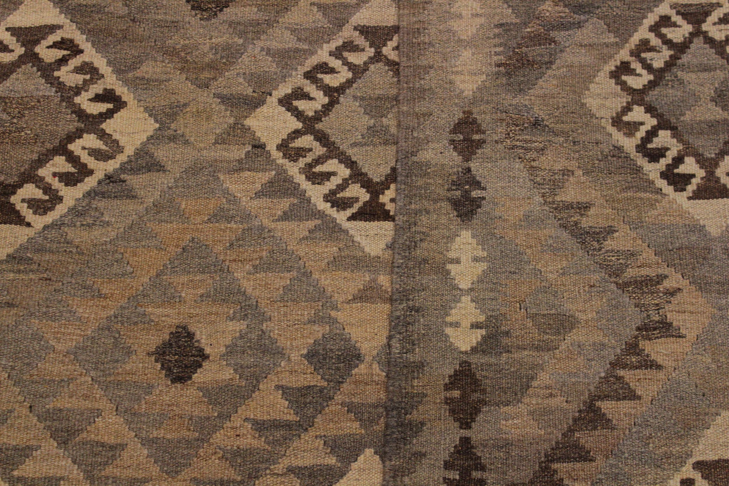 handmade Modern Kilim Tan Gray Hand-Woven RECTANGLE 100% WOOL area rug 6' x 8'