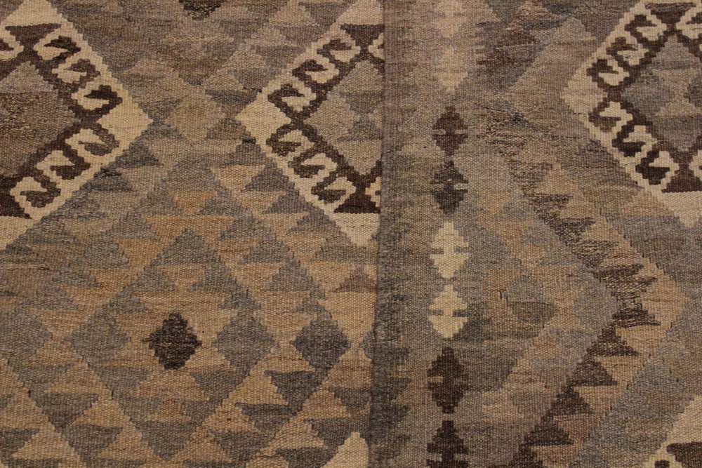 handmade Modern Kilim Tan Gray Hand-Woven RECTANGLE 100% WOOL area rug 6' x 8'