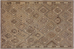 handmade Modern Kilim Tan Gray Hand-Woven RECTANGLE 100% WOOL area rug 6' x 8'